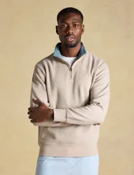 Pure Cotton Quarter Zip Sweatshirt Neutral male
