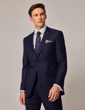 Slim Fit Pure Wool Twill Suit Jacket Dark Blue male - Hawes & Curtis - FashionsVida