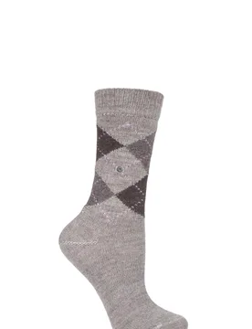 Pair Brown Whitby Extra Soft Argyle Socks Ladies 3.5-7 Ladies - - Brown - Size: Small - Burlington - FashionsVida