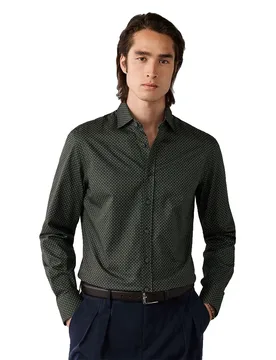 Camicia A Maniche Lunghe Hm3010830 Hunter Green S - Hackett - FashionsVida