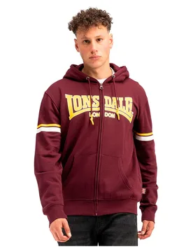 Sweat-shirt à Zip Darfield Oxblood / Yellow / White S - Lonsdale - FashionsVida