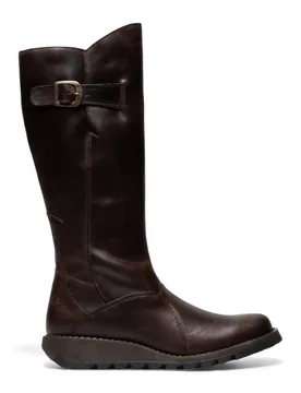 Womens MOL 2 Leather Heel Knee High Zip Up Boots - - Size: 7 - FLY London - FashionsVida