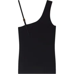 Top de punto de mujer asimétrico con tirantes ajustables