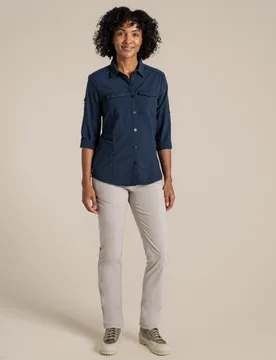 Womens/ladies Adventure Iii Nosilife Long-Sleeved Shirt (Blue Navy) - Size 18 Uk - Craghoppers - FashionsVida