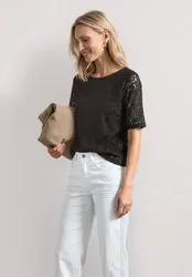 In-1 T-Shirt aus Spitze mit Innentop female Braun
