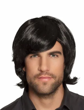 Retro Herren-Perücke schwarz - male - BOLAND BV - FashionsVida