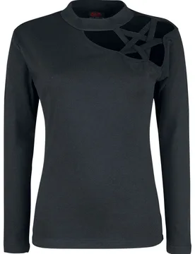 Gothic Langarmshirt - Gothic Elegance - S bis XXL - für Damen - Größe M - schwarz - Frauen - female - Spiral - FashionsVida