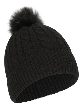 Plush Fur Lined Womens Pom Beanie - Black - Black - Size: ONE - Mountain Warehouse - FashionsVida