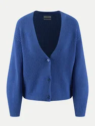 Cardigan in Rippenstrick Blau M
