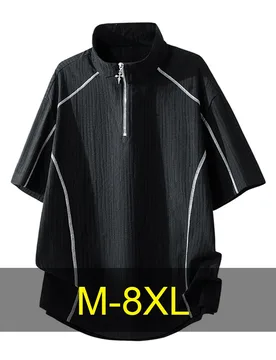Summer T-shirt Men 8XL Plus Size Tops Tees T-shirt Breathable Fashion Casual Half Zipper Short Sleeve Tshirt Male Big Size 8XL - Aliexpress - FashionsVida
