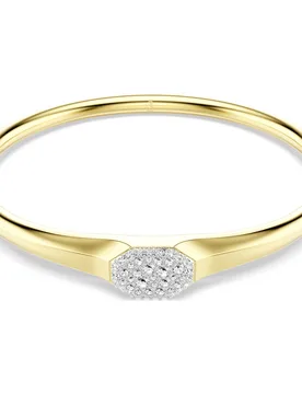 Bracciale rigido Dextera, Taglio Round, Bianco, Finitura oro 18K S - Swarovski - FashionsVida