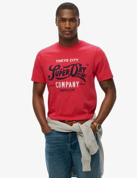 Superdry Herren Perfect Fit T-shirt mit Schriftzug Red - Größe: L - 39.99 - FashionsVida