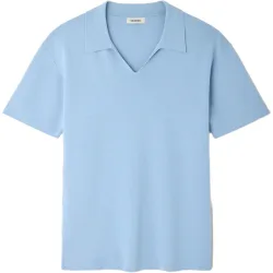 Polo de manga corta de punto stretch de hombre con cuello de pico y corte clásico
