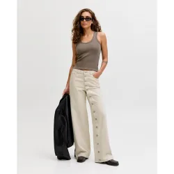 Jack & Jones - Pantalón de mujer wide leg con detalle de botones