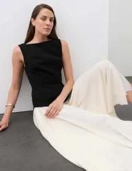 Wool Blend Colour Block Midaxi Dress Black female