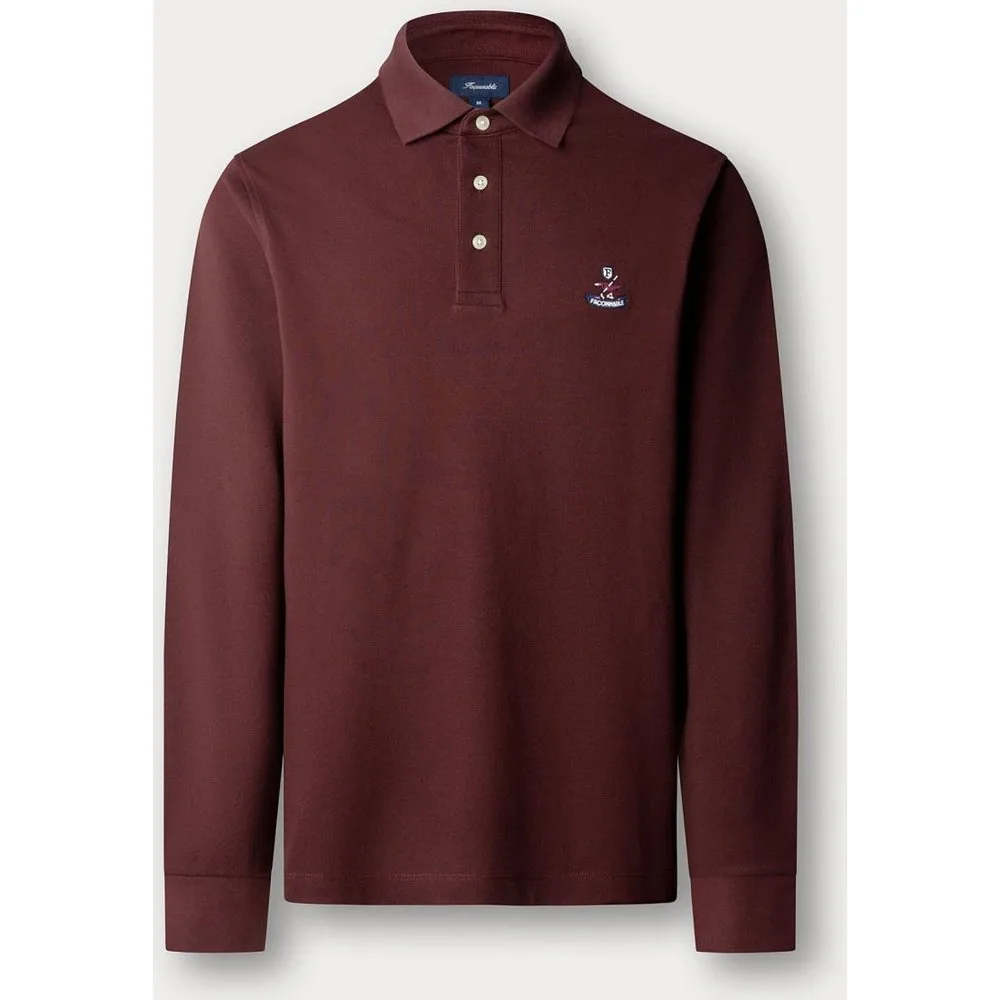 Polo de hombre de algodón pima de manga larga con logo - FACONNABLE - FashionsVida