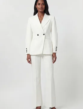 Women's Petite Compact Stretch Sculpted Waist Tailored Blazer in Ivory Size: 12 - Ivory - Size: 12 - Karen millen - FashionsVida