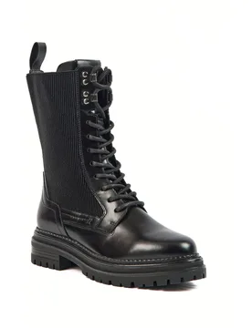 Polly Leather/textile Womens Black Boots - Size Uk 7 - POD - FashionsVida