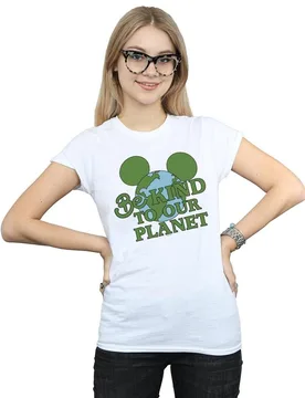 Women's Mickey Mouse Be Kind Cotton T-Shirt in White Size: Large - White - Size: L - Disney - FashionsVida
