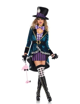 Sexy Hutmacherin Damenkostüm Märchen türkis-lila - LEG-AVENUE - FashionsVida