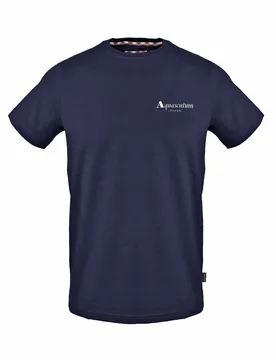 Mens Regular Fit Crew Neck Short Sleeve T-Shirt In Navy - Size 2xl - Aquascutum - FashionsVida