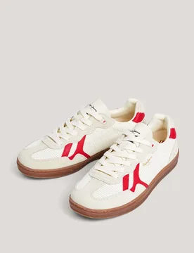 Zapatilla estilo retro de piel con isotipo lateral y suela de goma - Pepe Jeans - FashionsVida