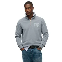 Felpa Con Mezza Zip Athletic Essential Flint Stone Blue Grey M