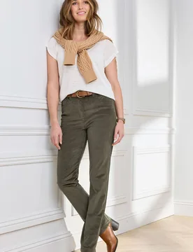 Women's Stretch Cord Straight Leg Jeans in Green Size: 22XL - Green - Size: 22XL - Cotton Traders - FashionsVida