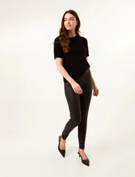 Black High Waist PU Elasticated Leggings - L / BLACK - female - Blue Vanilla - FashionsVida