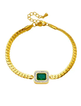 Punk Zirconia Green Square Charm Bracelet Femme Gold Color Stainless Steel Snake Hand Chain Link Bracelet for Woman Jewelry Gift - Aliexpress - FashionsVida