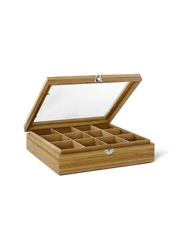 Teebeutel-Kiste aus Bambus mit 12 Fächer braun - Bredemeijer - FashionsVida