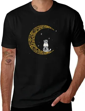 Crescent moon tribal black and grey australian shepherd T-Shirt Plus Size Non-Shrink T-Shirt - Aliexpress - FashionsVida