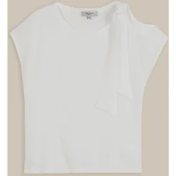 Camiseta de mujer con textura y lazo en el hombro