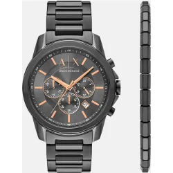 Conjunto de hombre con pulsera y reloj con cronógrafo de acero inoxidable
