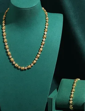 Luxury Vintage Gold Color Square Jewelry Sets Zircon Retro Choker Necklaces Brand Charm Bracelets Engagement Elegant Accessories - Aliexpress - FashionsVida