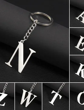 Metal 26 Capital Letter KeyChains Simple Stainless Steel A-Z Initial Key Ring for Couple Handbag Accessories Car Key DIY Jewelry - Aliexpress - FashionsVida