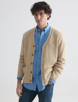 Cárdigan de hombre de algodón con cuello de pico - Polo Ralph Lauren - FashionsVida
