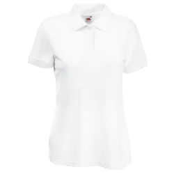 Womens Lady-Fit 65/35 Short Sleeve Polo Shirt (White) - Size Small