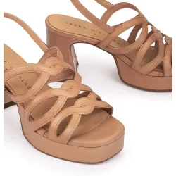 Sandalias de tacón de mujer de piel con plataforma