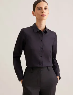 Hemdbluse mit Abnähern regular fit Schwarz 44 - Seidensticker - FashionsVida
