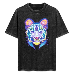Clairvoyant Pastel Tiger T-Shirt Basic Solid Color Casual Tee Shirt