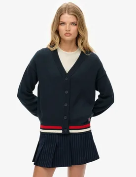 Superdry Damen Lässiger Strick-cardigan Navy - Größe: 36 - 74.99 - FashionsVida