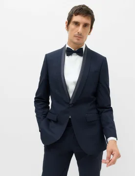 Tailored Fit Shawl Collar Tipped Tux Jacket Navy male - M&S - FashionsVida