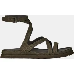 Sandalia plana romana goldengaze embossed ankle wrap