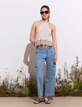 Pantalón vaquero de mujer tipo carpintero - Green Coast - FashionsVida