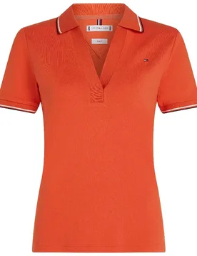 Polo A Maniche Corte Open Slim Fit Brilliant Orange L - Tommy hilfiger - FashionsVida