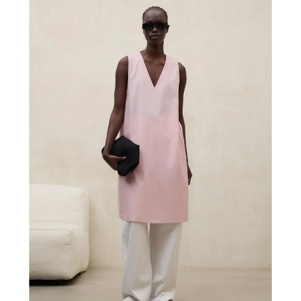 Vestido midi sin mangas y escote en V - Ecoalf - FashionsVida