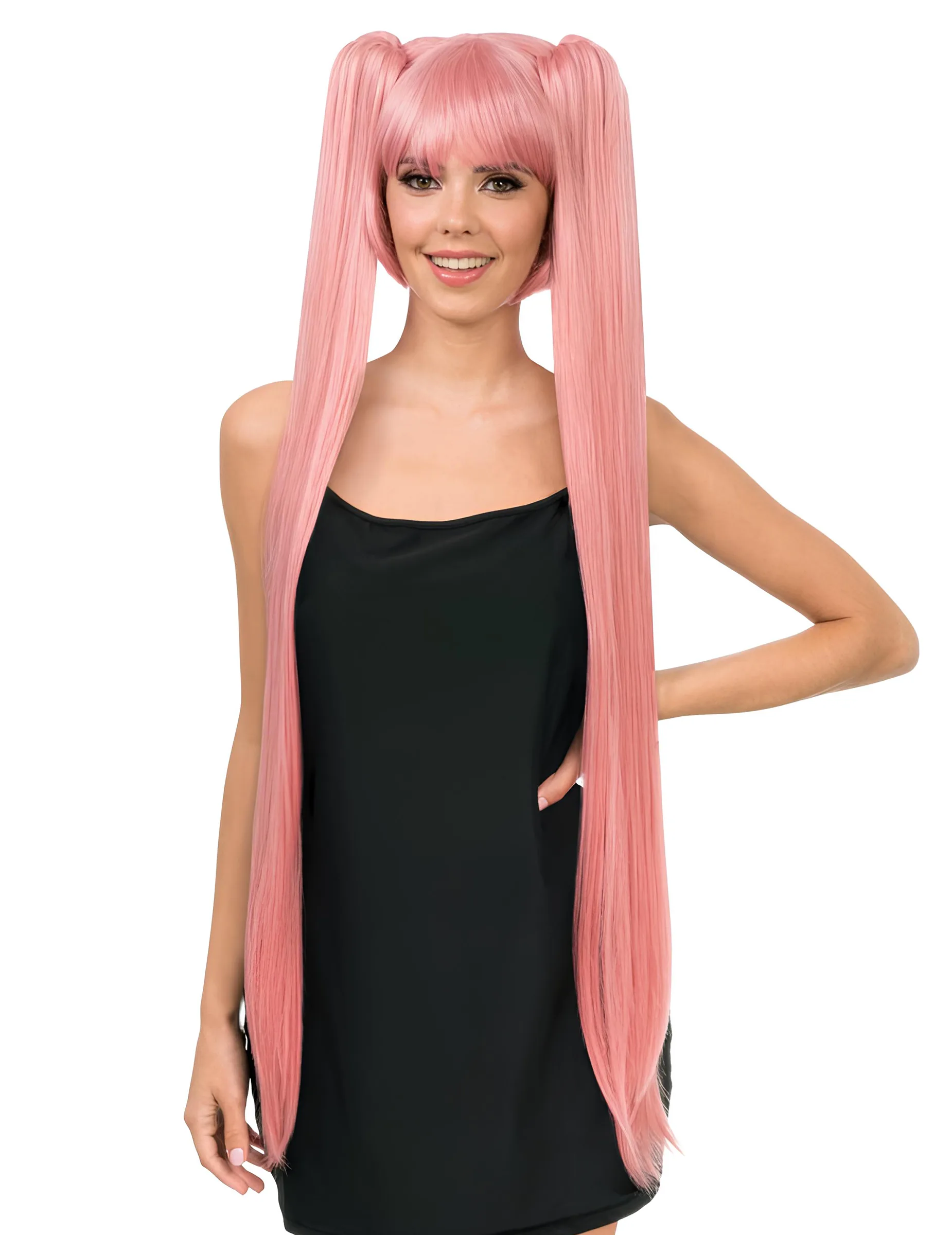 Cosplay-Perücke Zöpfe Pastellrosa für Erwachsene - CHAKS - FashionsVida