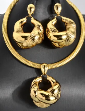 Gold Color Collar Necklace Earrings Jewelry Set For Women Dubai Africa Luxury Quality Jewellery Party Wedding Accessories - Aliexpress - FashionsVida