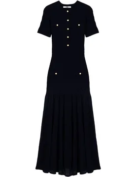 Vestido largo de punto pointelle con manga corta - Maje - FashionsVida
